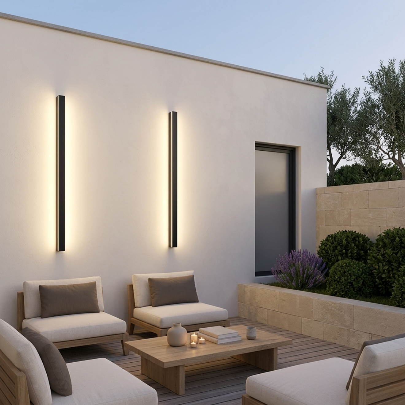 STRAND — Linear LED wall light, black aluminium