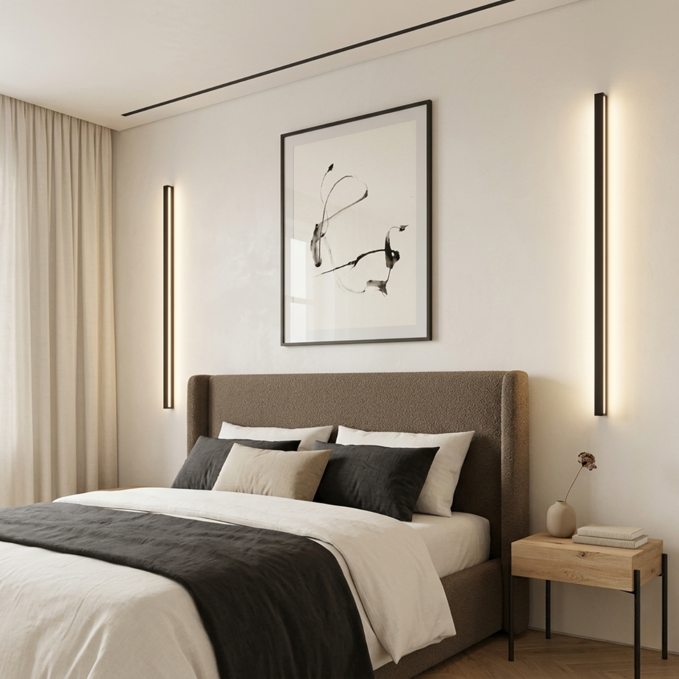 STRAND — Linear LED wall light, black aluminium